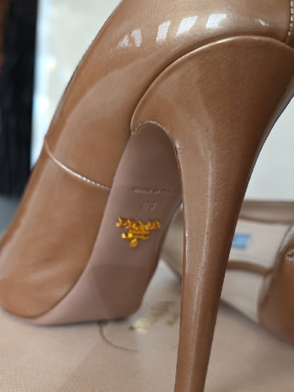 Prada Nude Patent Leather High-Heel Pumps - Picture 5 of 5